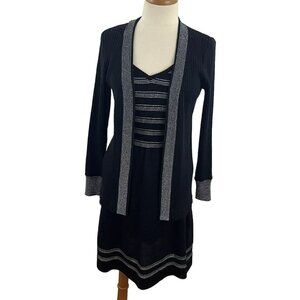 Vintage Roncelli Women's 13 Tank Dress & Sweater Knit Black Wool Blend Metallic